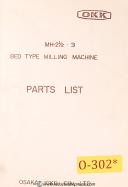 Osaka-Osaka OKK, Kiko MH-2 1/2 and MH-3, Milling Machine, Parts Manual 1942-OKK-01